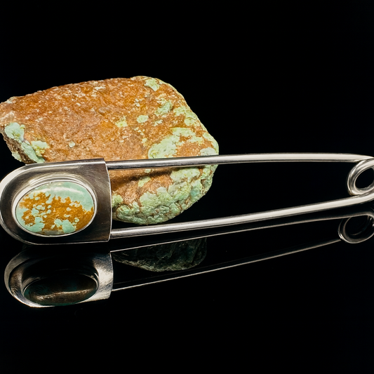 Large turquoise safety pin
