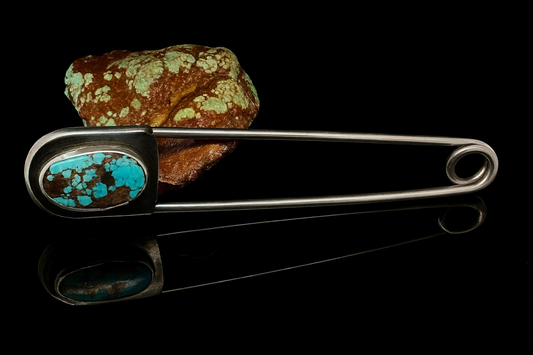 Large turquoise safety pin