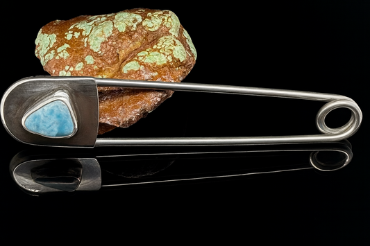 Large turquoise safety pin